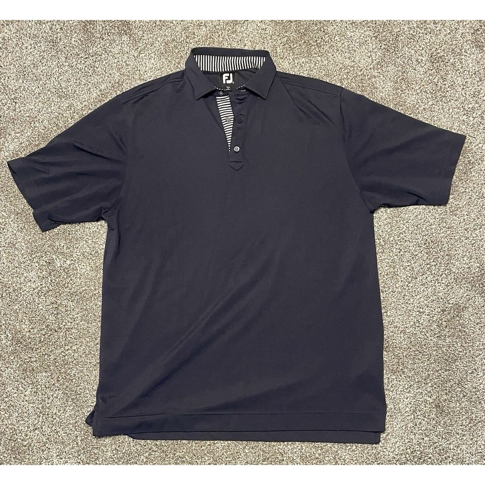 Foot Joy Golf Polo Men's Athletic Activewear Navy Blue Large Short Sleeve
